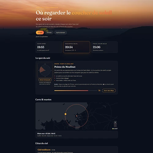 Webapp - Coucher de soeil